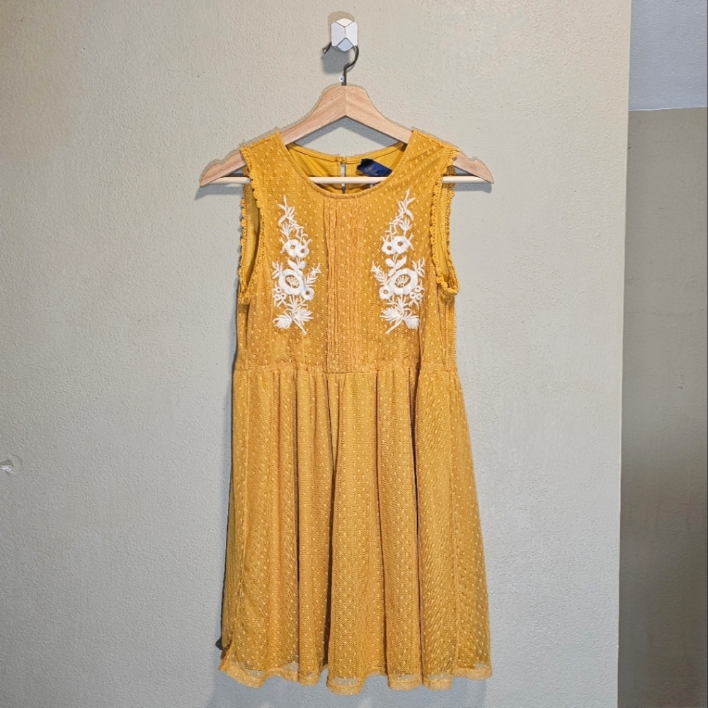 ☆ BLUE RAIN Yellow Shift Dress, S ☆